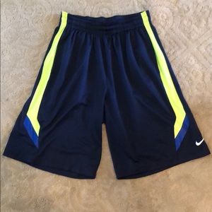 Nike navy blue and yellow Dri-Fit shorts